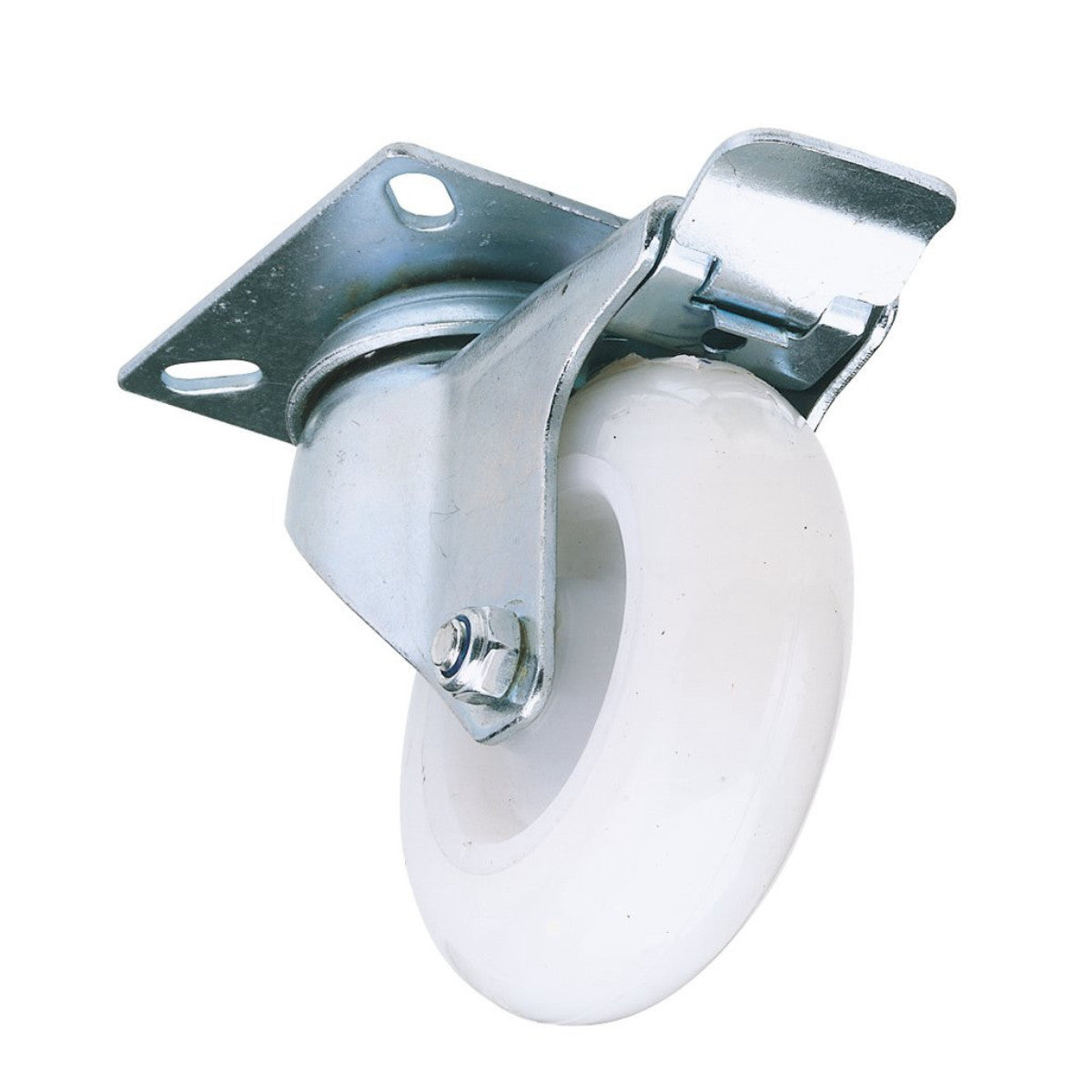 Draper Swivel Plate Fixing Nylon Wheel with Brake, 75mm Diameter, S.W.L. 70kg 65499