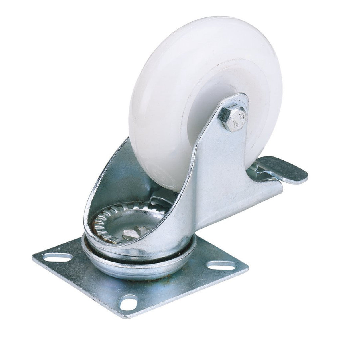 Draper Swivel Plate Fixing Nylon Wheel with Brake, 75mm Diameter, S.W.L. 70kg 65499