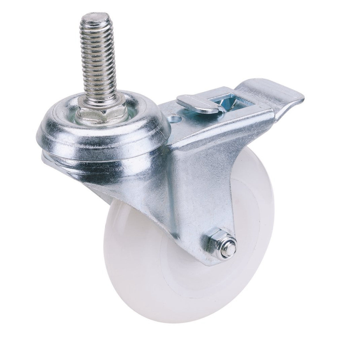 Draper Swivel Bolt Fixing Nylon Wheel with Brake, 75mm Diameter, S.W.L. 70kg 65501