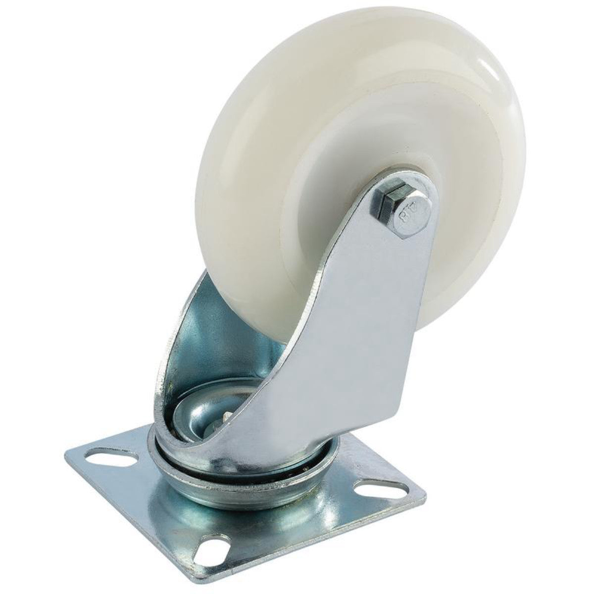 Draper Swivel Plate Fixing Nylon Wheel, 100mm Diameter, S.W.L. 125kg 65503