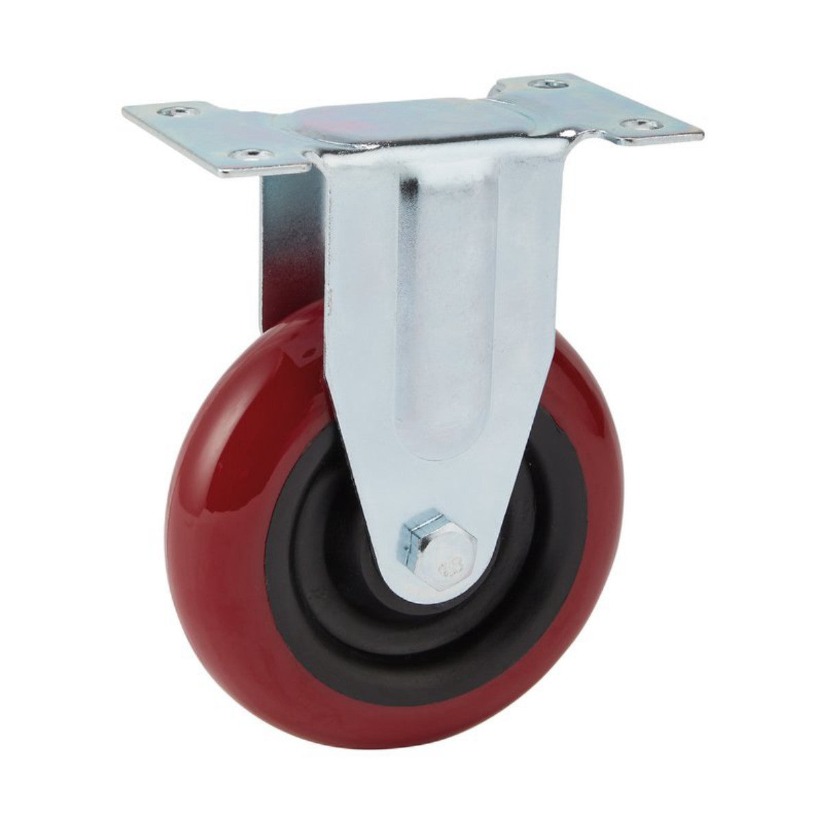Draper Fixed Plate Fixing Polyurethane Wheel, 100mm Diameter, S.W.L. 125kg 65522