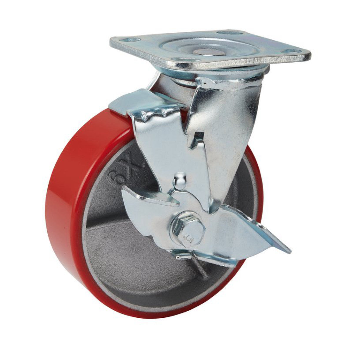 Draper Swivel Plate Fixing Heavy Duty Polyurethane Wheel with Brake, 160mm Diameter, S.W.L. 400kg 65530