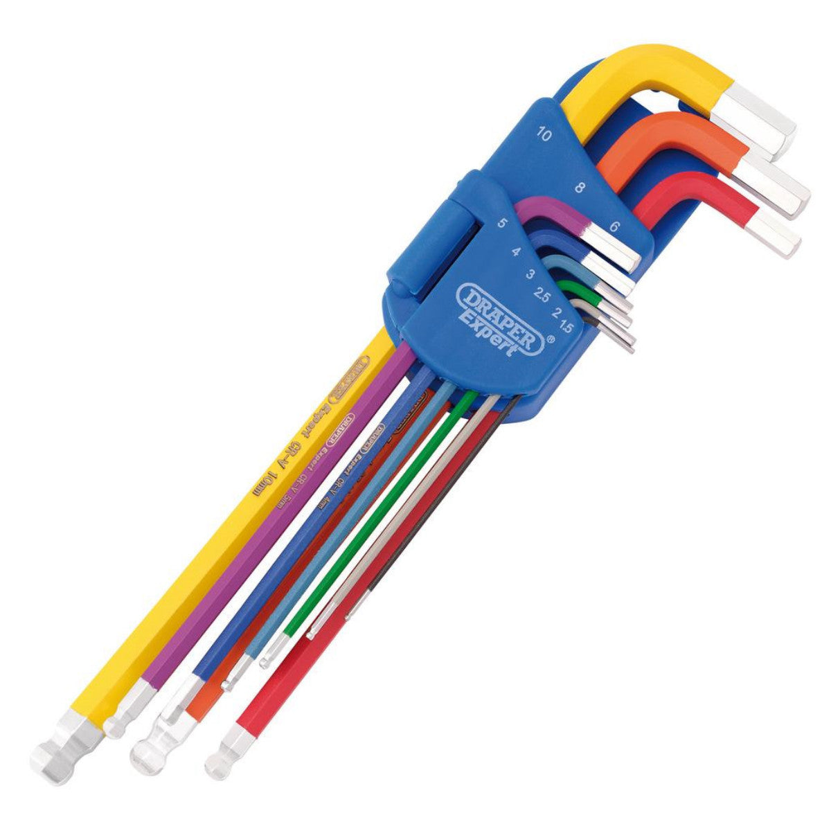 Draper Expert Metric Extra Long Hex. and Ball End Key Set, Colour Coded (9 Piece) 66134