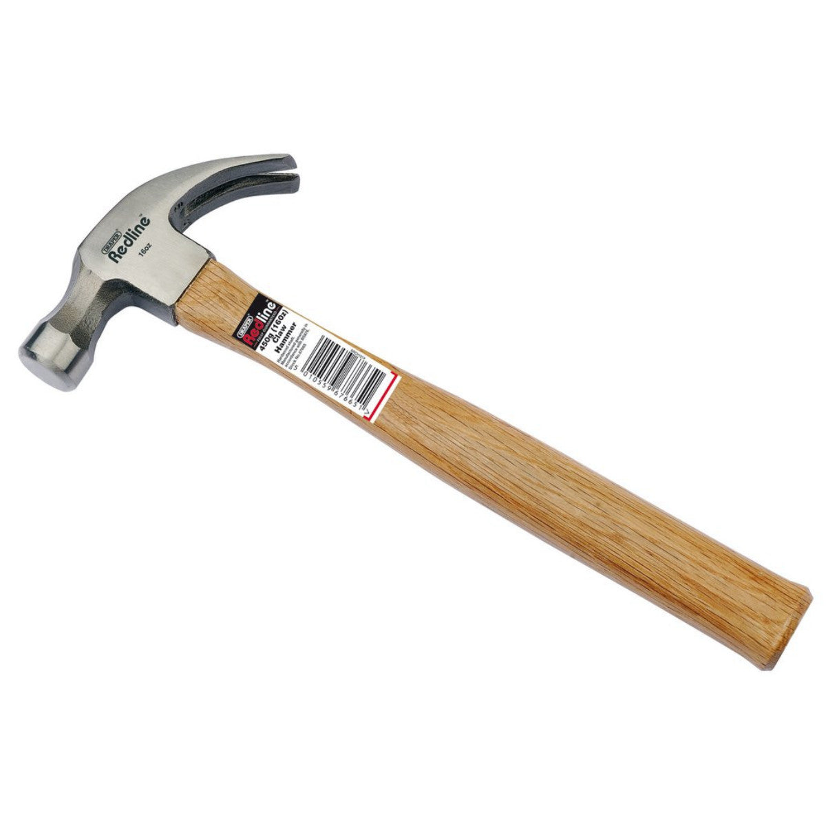 Draper Redline Claw Hammer with Hardwood Shaft, 450g 67665