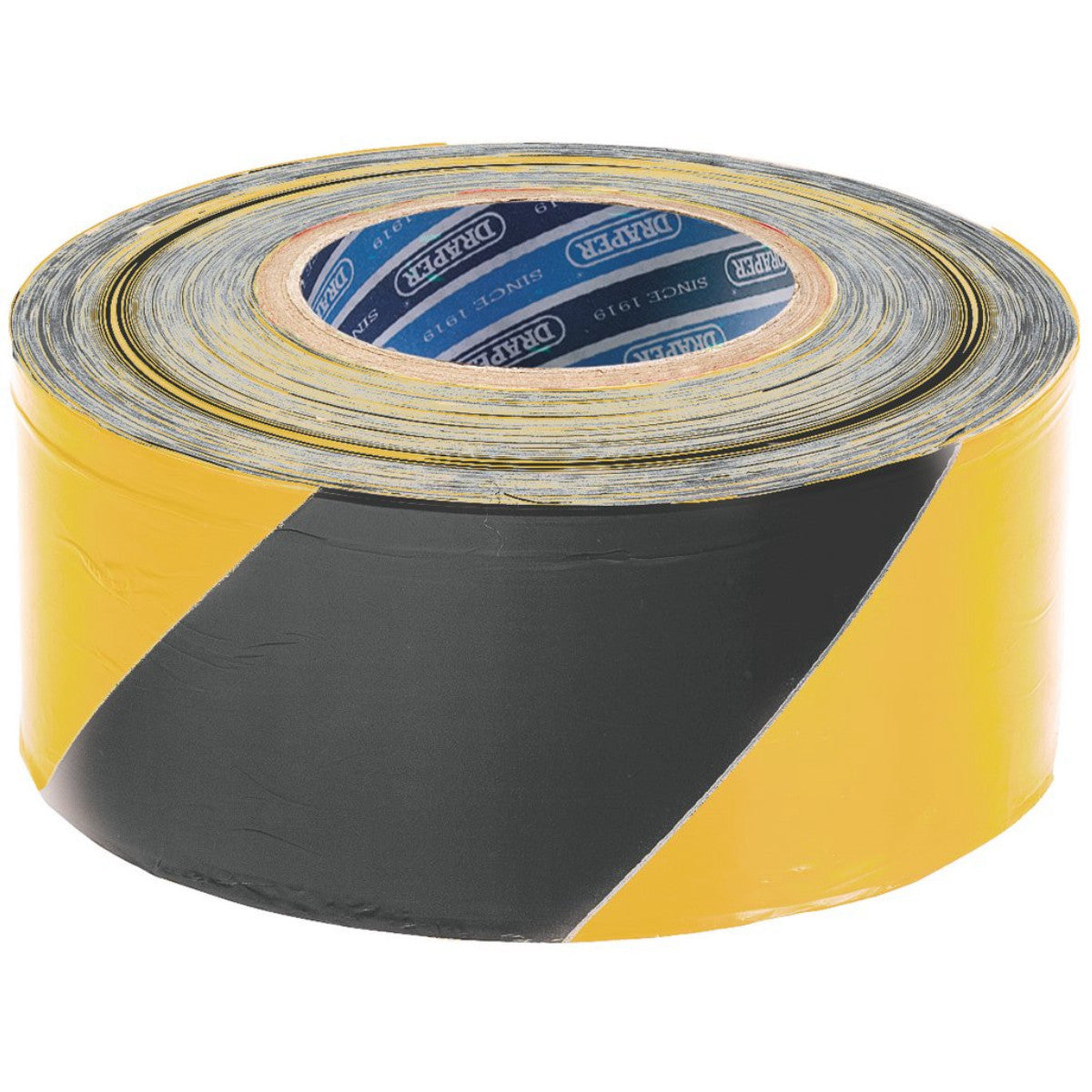 Draper Barrier Tape Roll, 500m x 75mm, Black and Yellow 69009