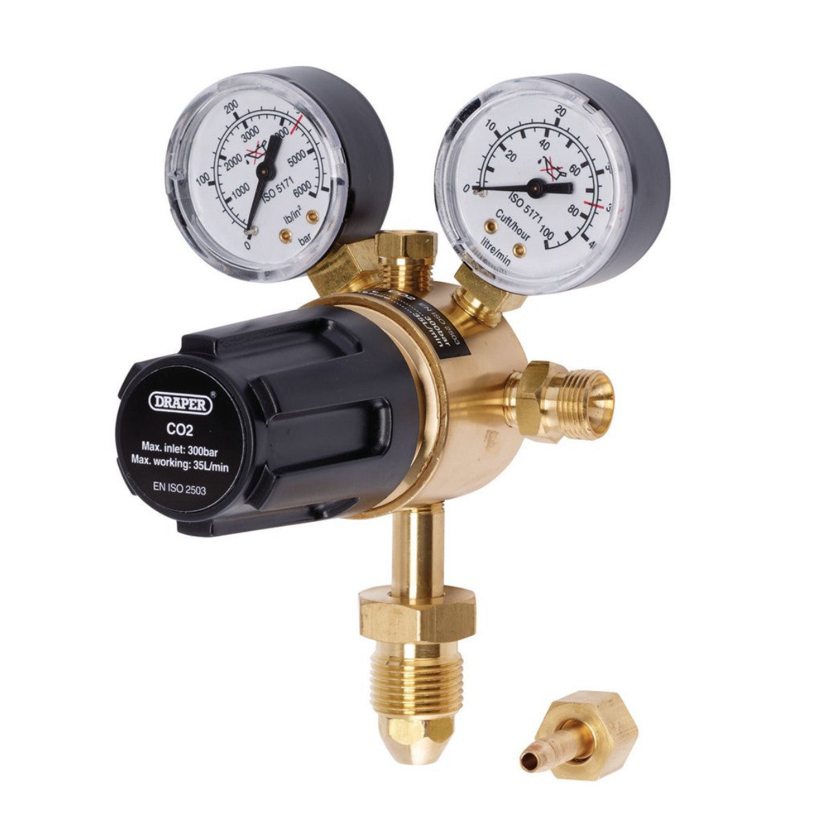 Draper Industrial Gas Bottle Regulator with Double Gauge, 300 bar 70147