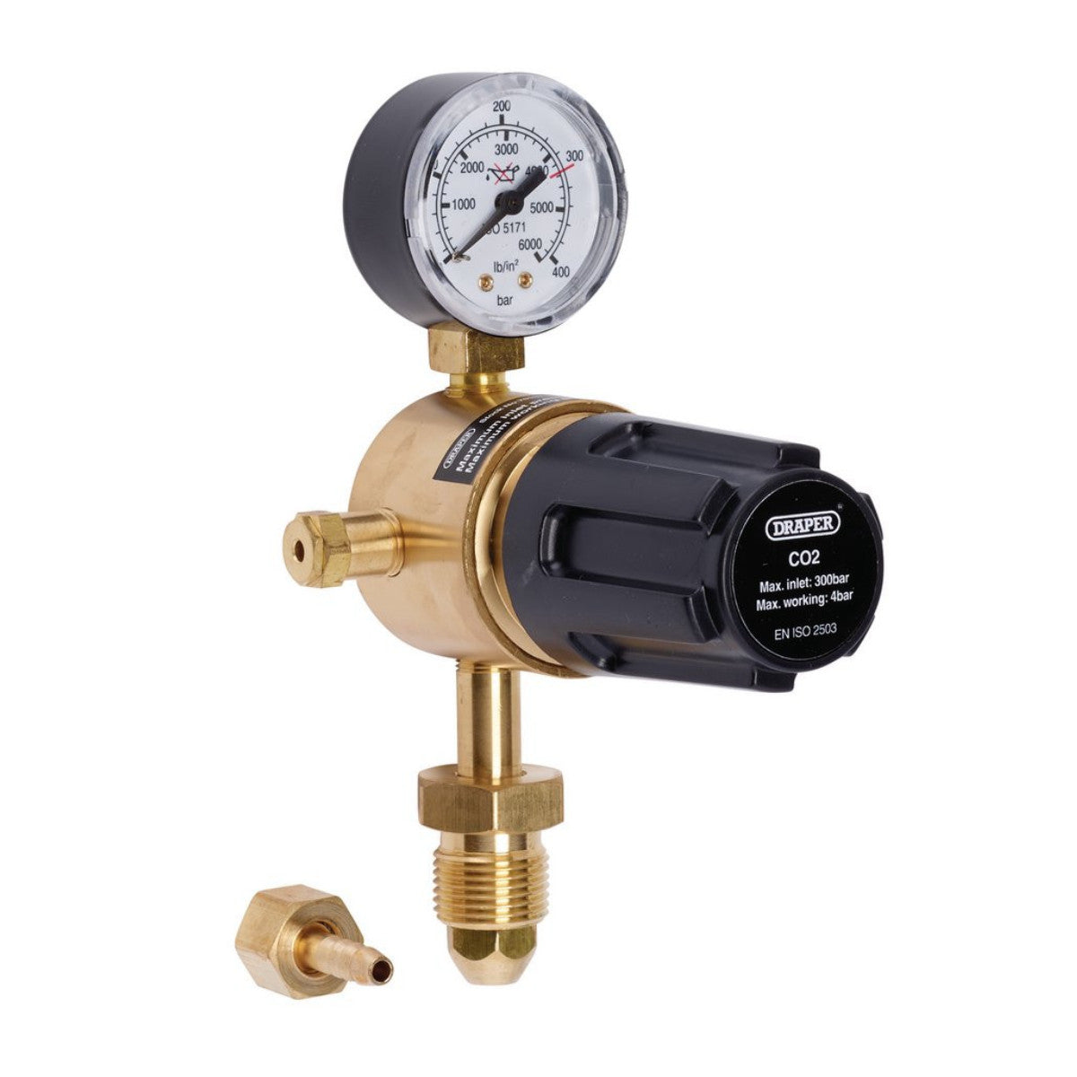 Draper Industrial Gas Bottle Regulator with Single Gauge, 300 bar 70151