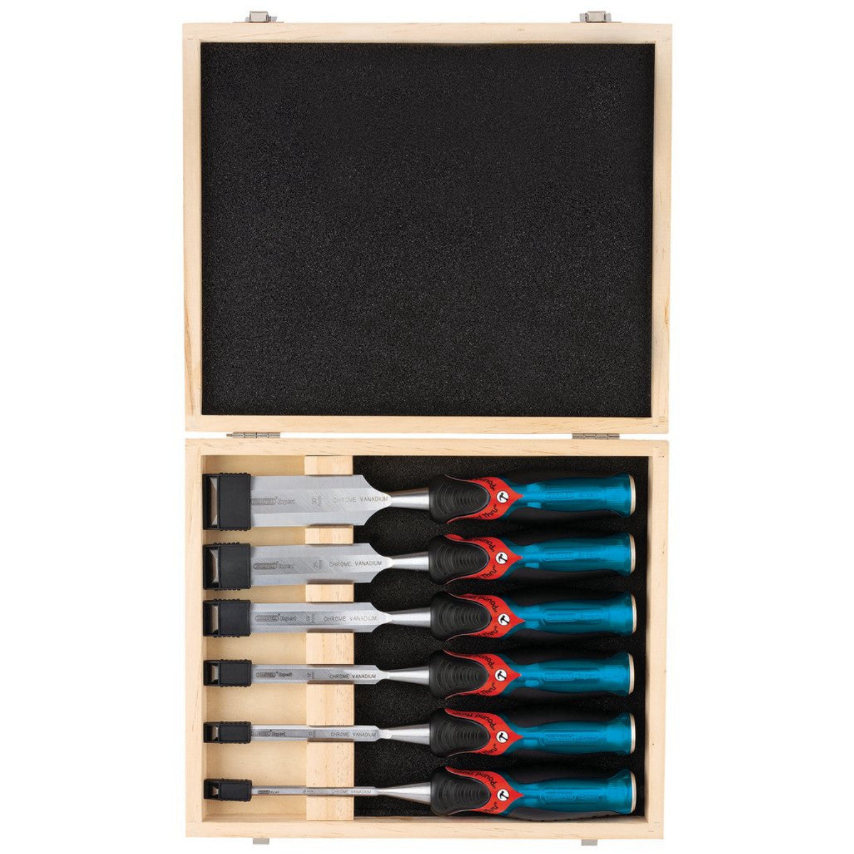 Draper Expert Soft Grip 'Pound Thru' Bevel Edge Wood Chisel Set, 140mm (6 Piece) 70419