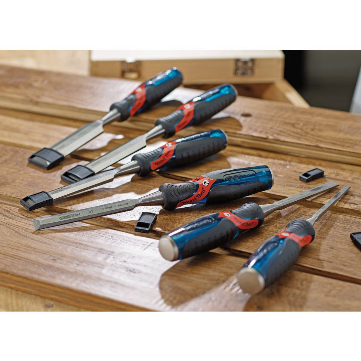 Draper Expert Soft Grip 'Pound Thru' Bevel Edge Wood Chisel Set, 140mm (6 Piece) 70419