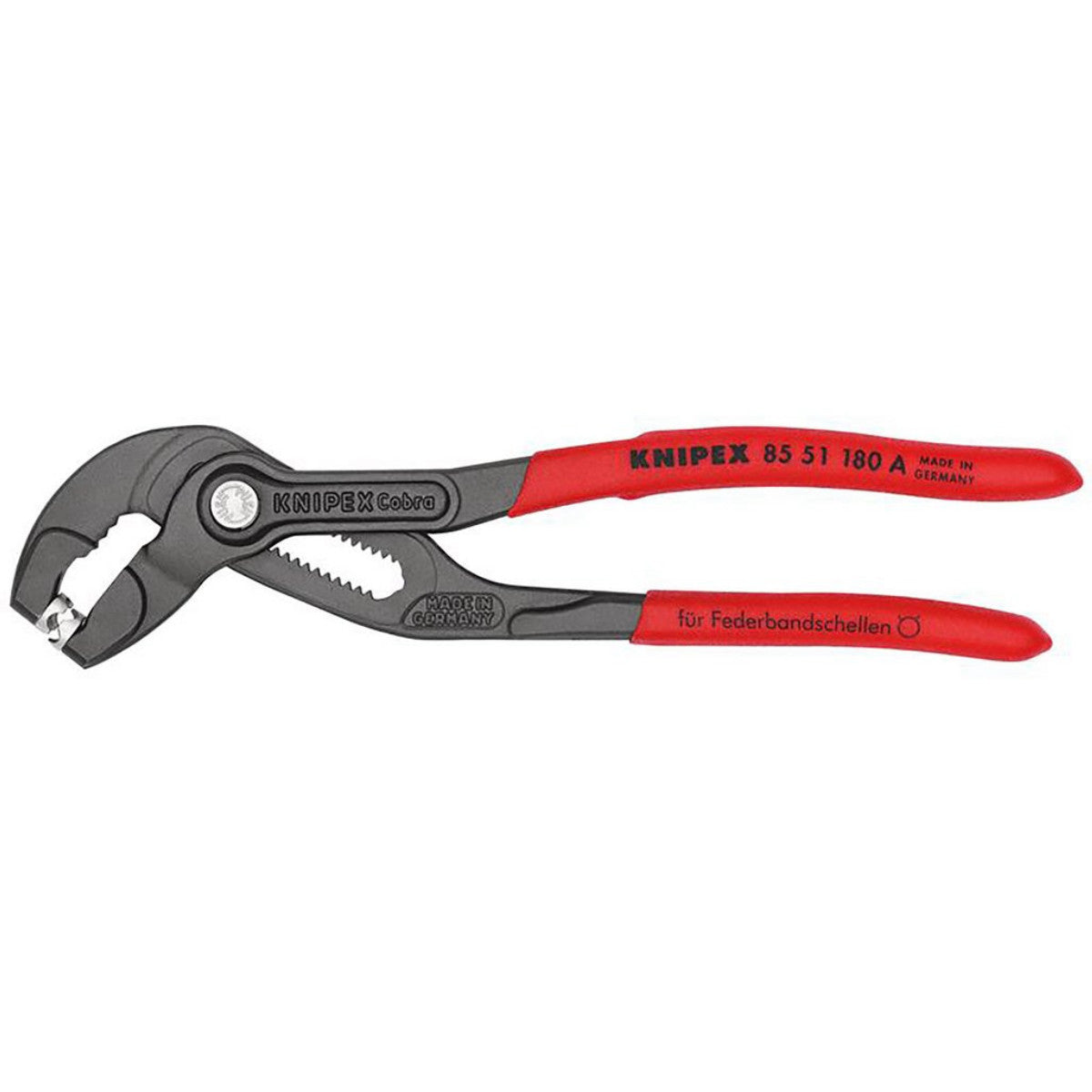 Knipex 85 51 180 A SB Spring Hose Clamp Pliers with non-slip plastic coating grey atramentized, 180mm 79173