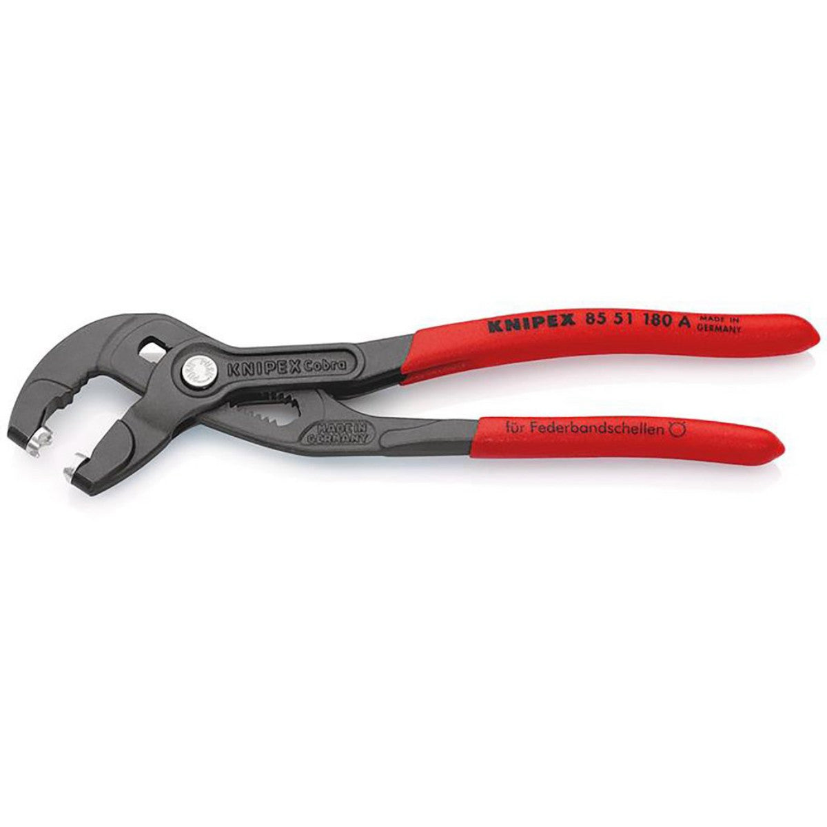Knipex 85 51 180 A SB Spring Hose Clamp Pliers with non-slip plastic coating grey atramentized, 180mm 79173