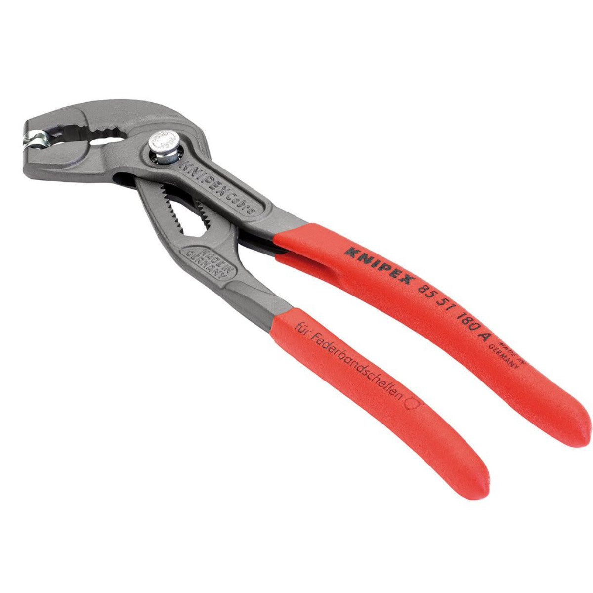Knipex 85 51 180 A SB Spring Hose Clamp Pliers with non-slip plastic coating grey atramentized, 180mm 79173