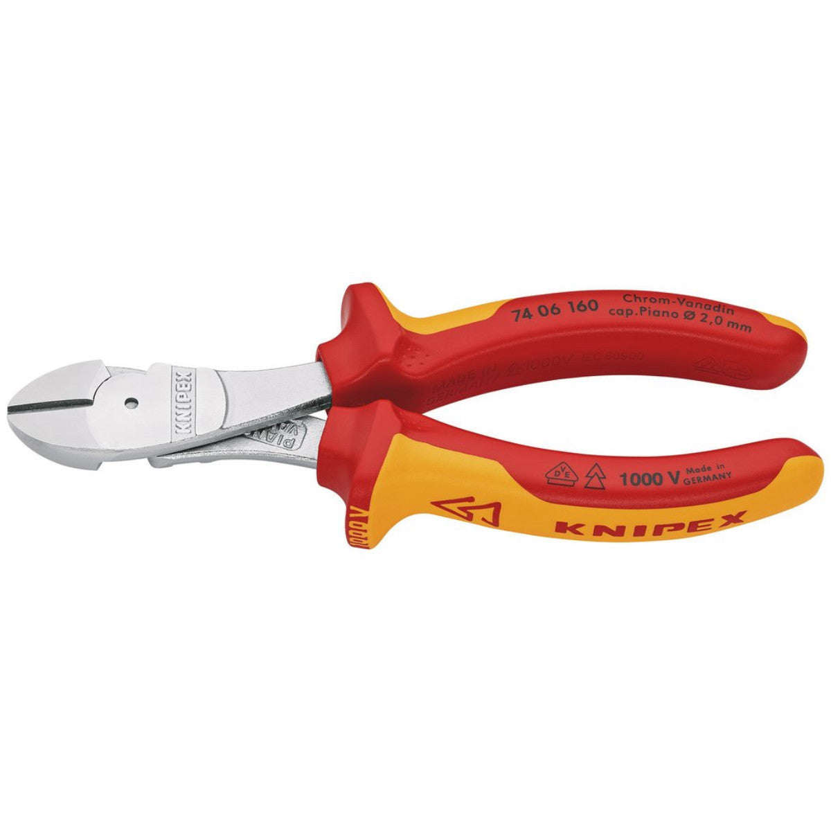 Knipex 74 06 160 SB VDE Insulated High Leverage Diagonal Cutter, 160mm 82412