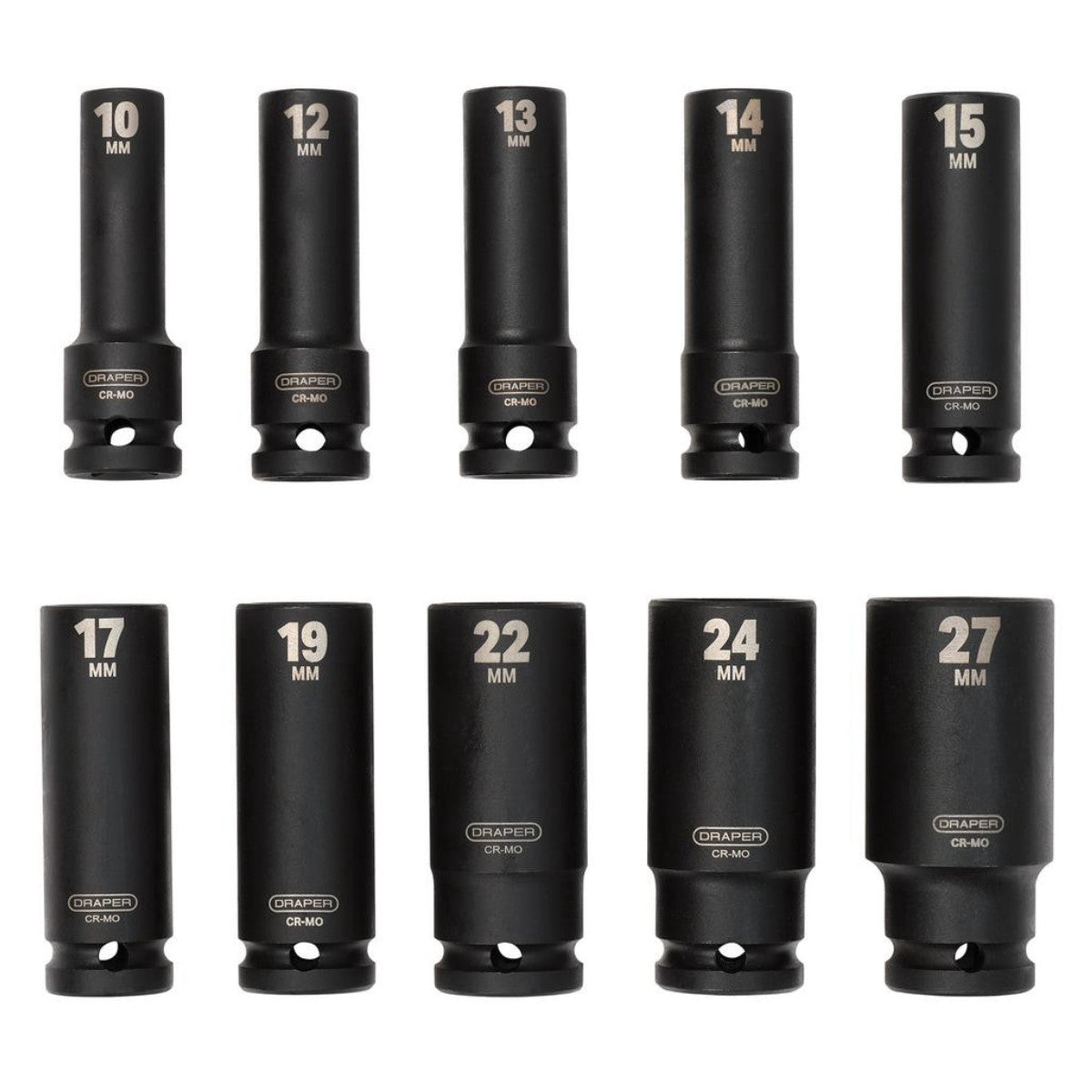 Draper Metric Deep Impact Socket Set, 1/2" Sq. Dr. (10 Piece) 83096