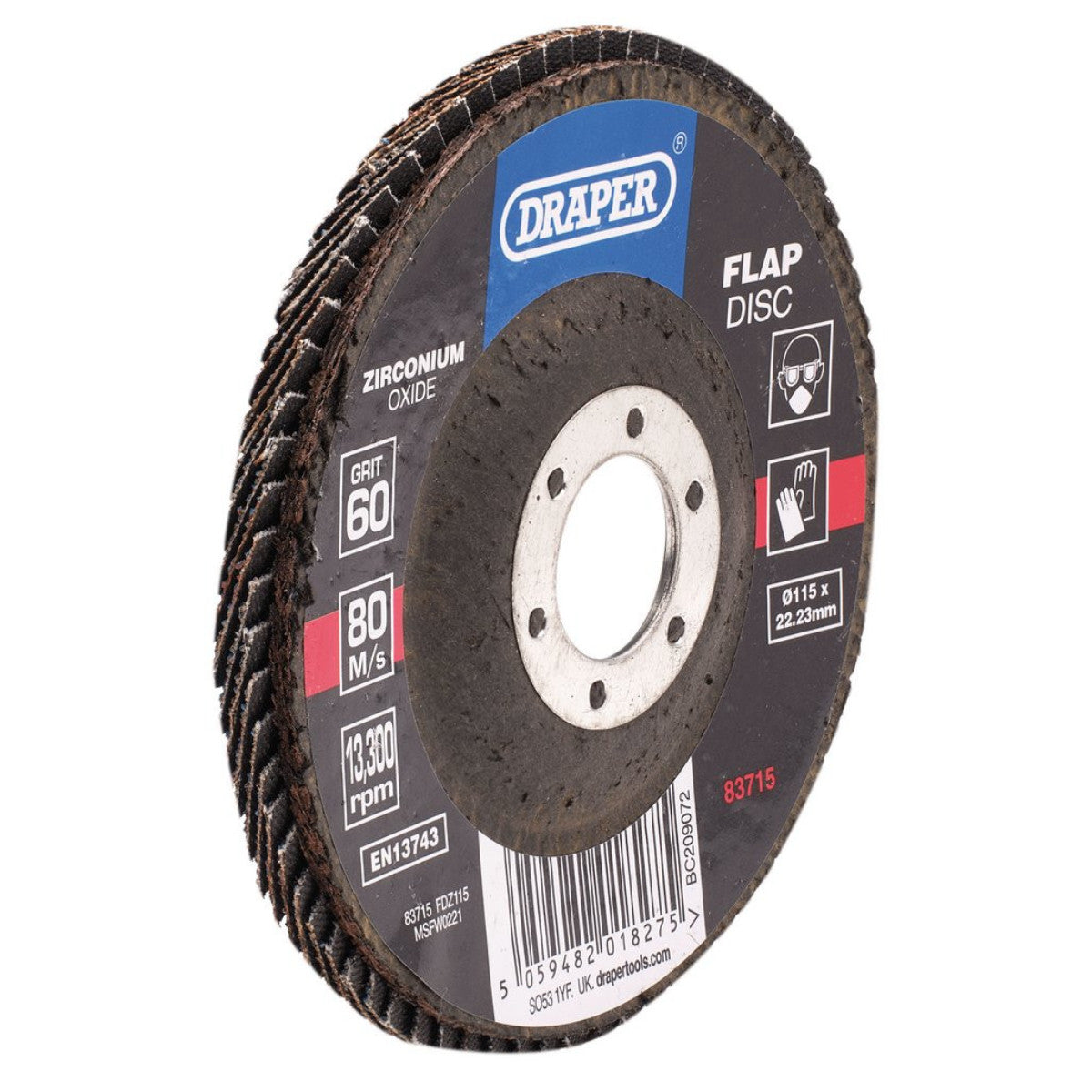 Draper Zirconium Oxide Flap Disc, 115 x 22.23mm, 60 Grit 83715