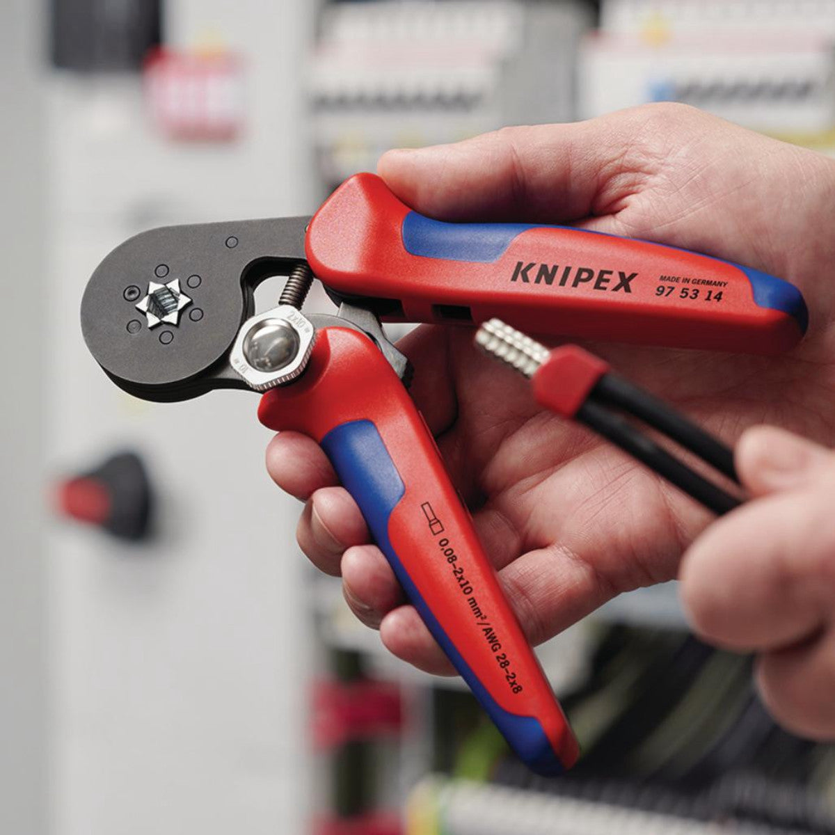 Knipex 97 53 14 SB Self- Adjusting Crimping Pliers, 2 x 10 mm², 180mm 87800