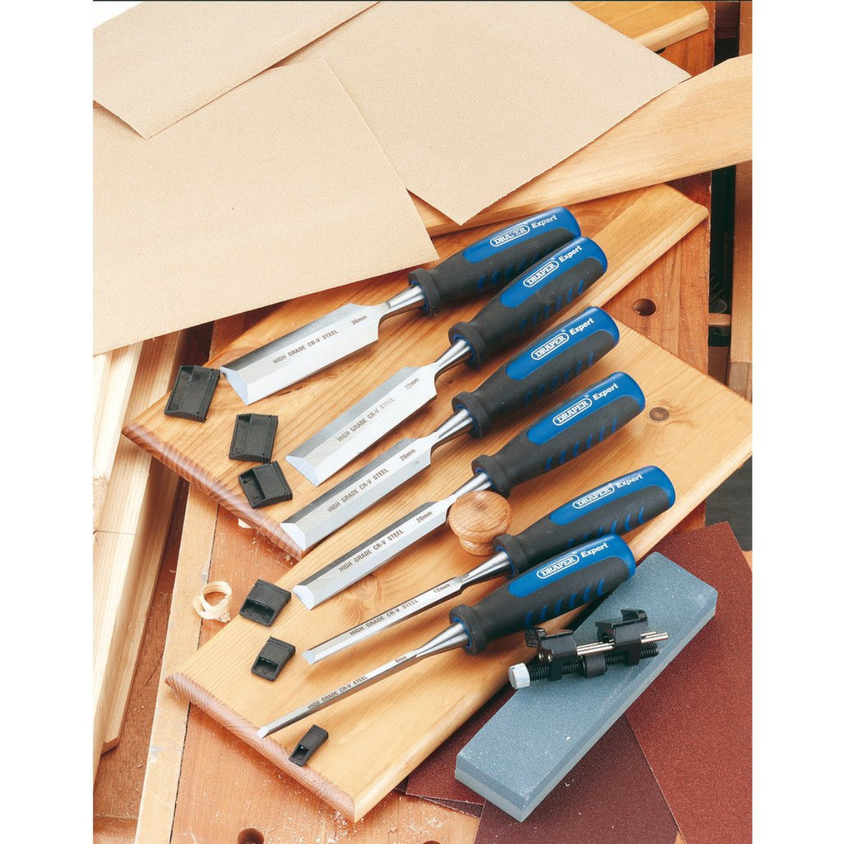 Draper Expert Soft Grip Wood Chisel Kit, 140mm (8 Piece) 88605