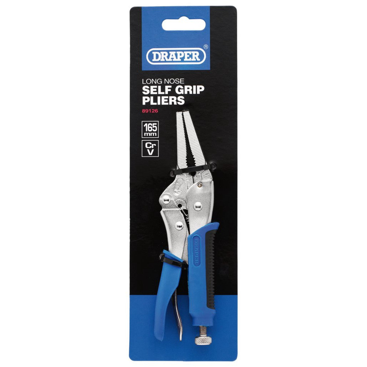 Draper Soft Grip Long Nose Self Grip Pliers, 165mm 89126