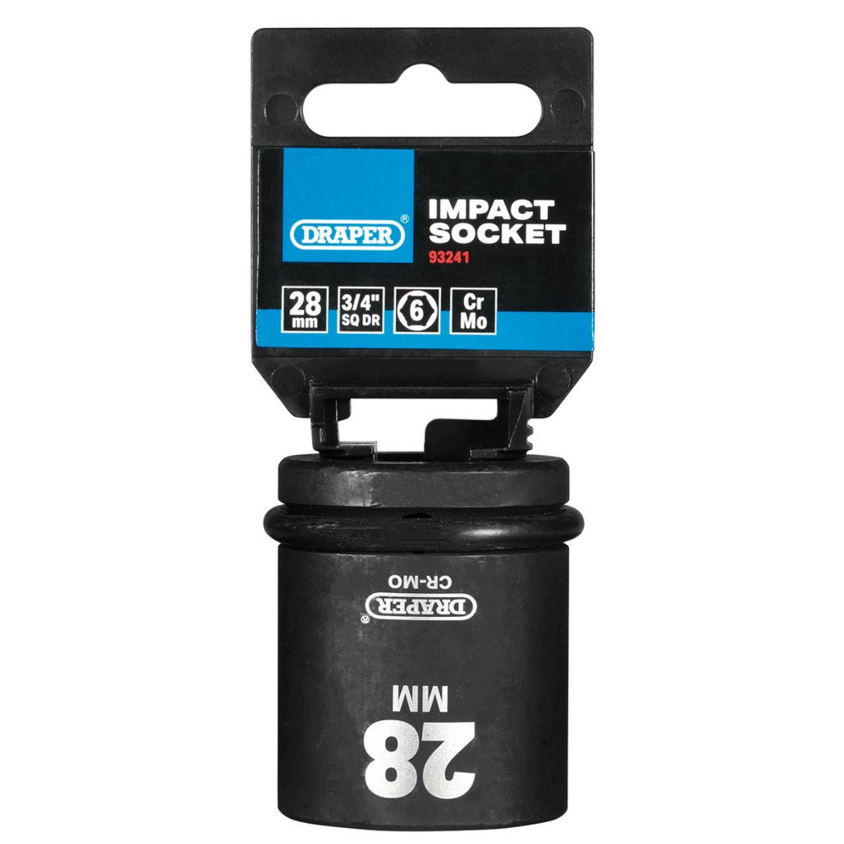 Draper HI-TORQ 6 Point Impact Socket, 3/4" Sq. Dr., 28mm 93241