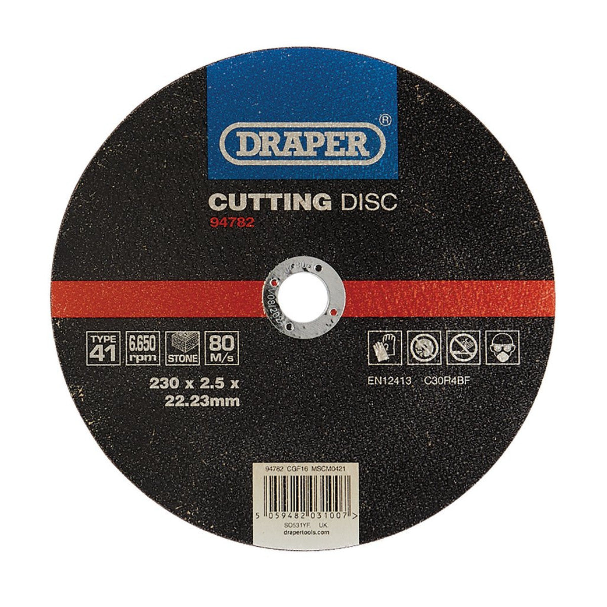Draper Flat Stone Cutting Disc, 230 x 2.5 x 22.23mm 94782
