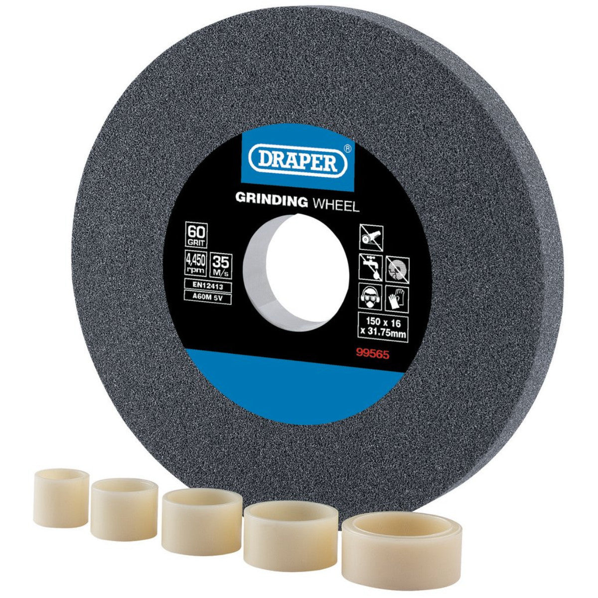 Draper Aluminium Oxide Bench Grinding Wheel, 150 x 16mm, 60 Grit 99565