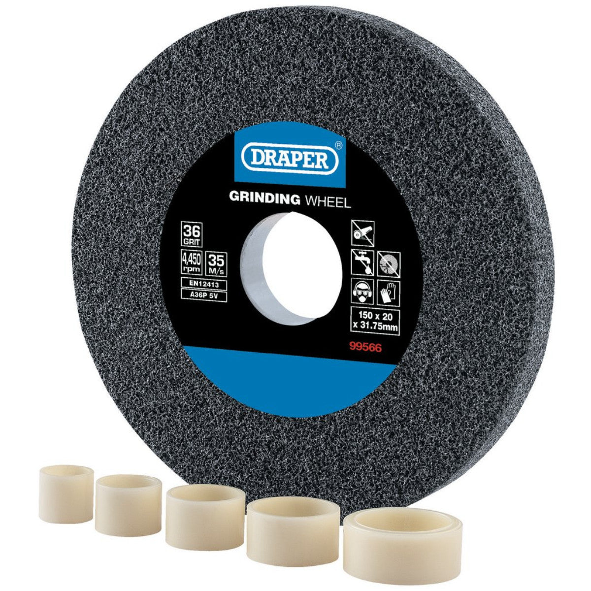 Draper Aluminium Oxide Bench Grinding Wheel, 150 x 20mm, 36 Grit 99566