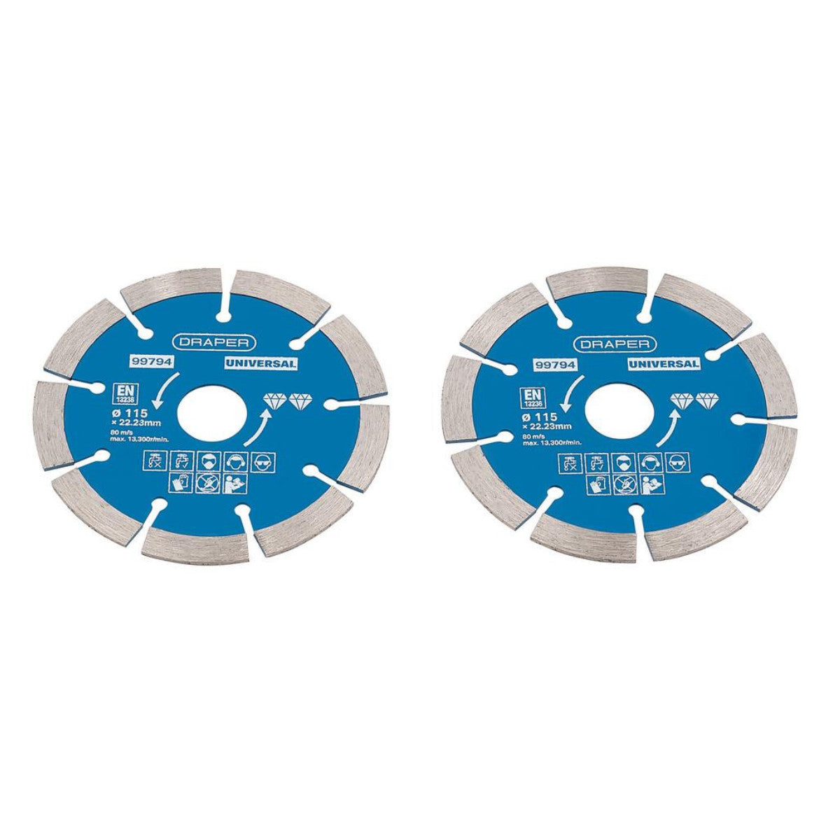 Draper Segmented Diamond Blade, 115mm (Pack of 2) 99794