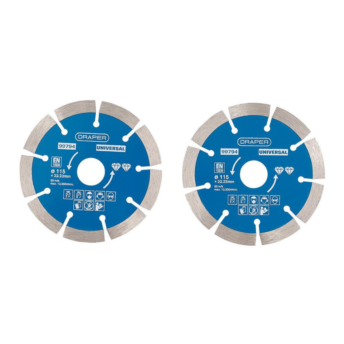 Draper Segmented Diamond Blade, 115mm (Pack of 2) 99794