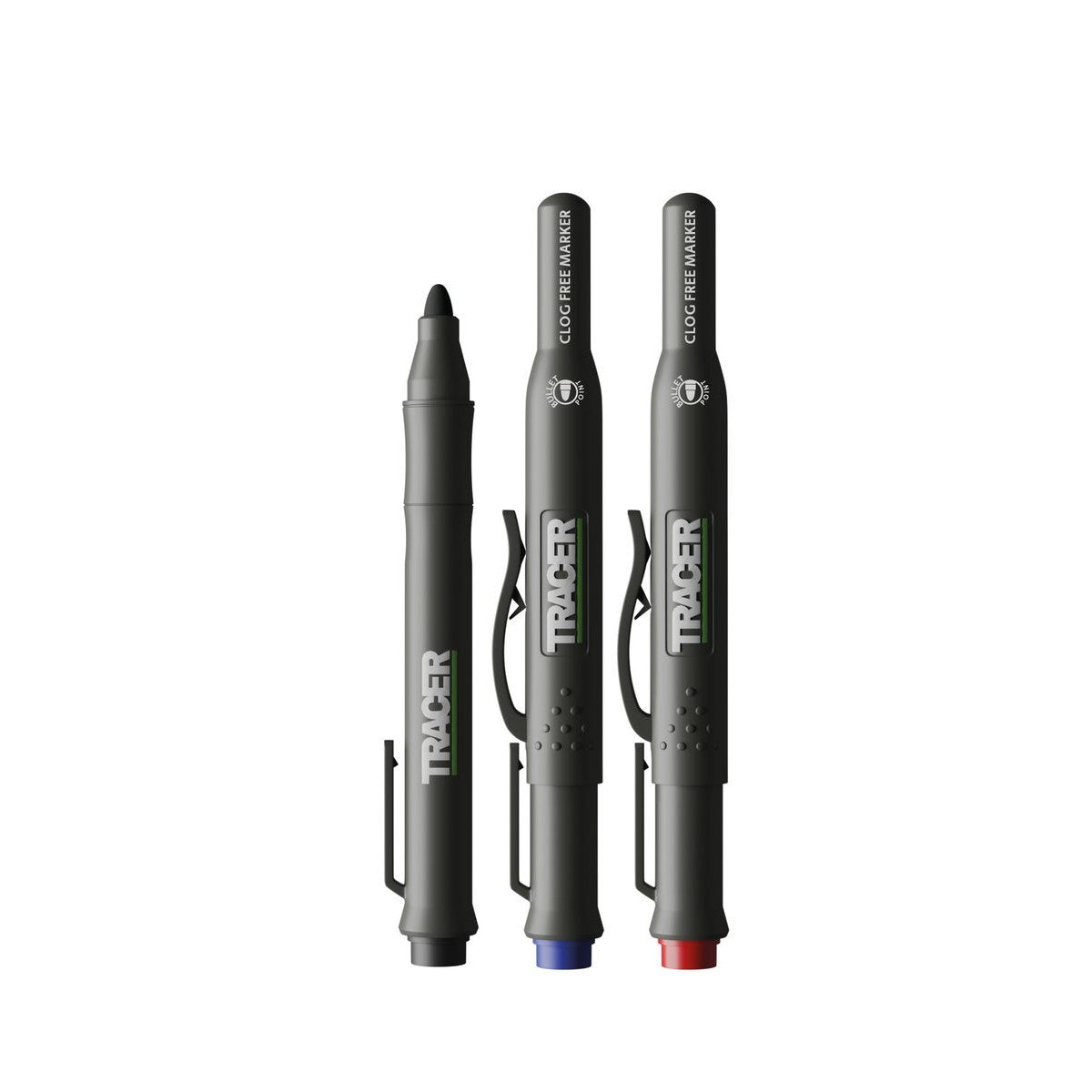 TRACER Clog Free Marker Kit - 3pc pack (1x Black / 1x Blue / 1x Red) c/w Site Holsters. ACF-MK3