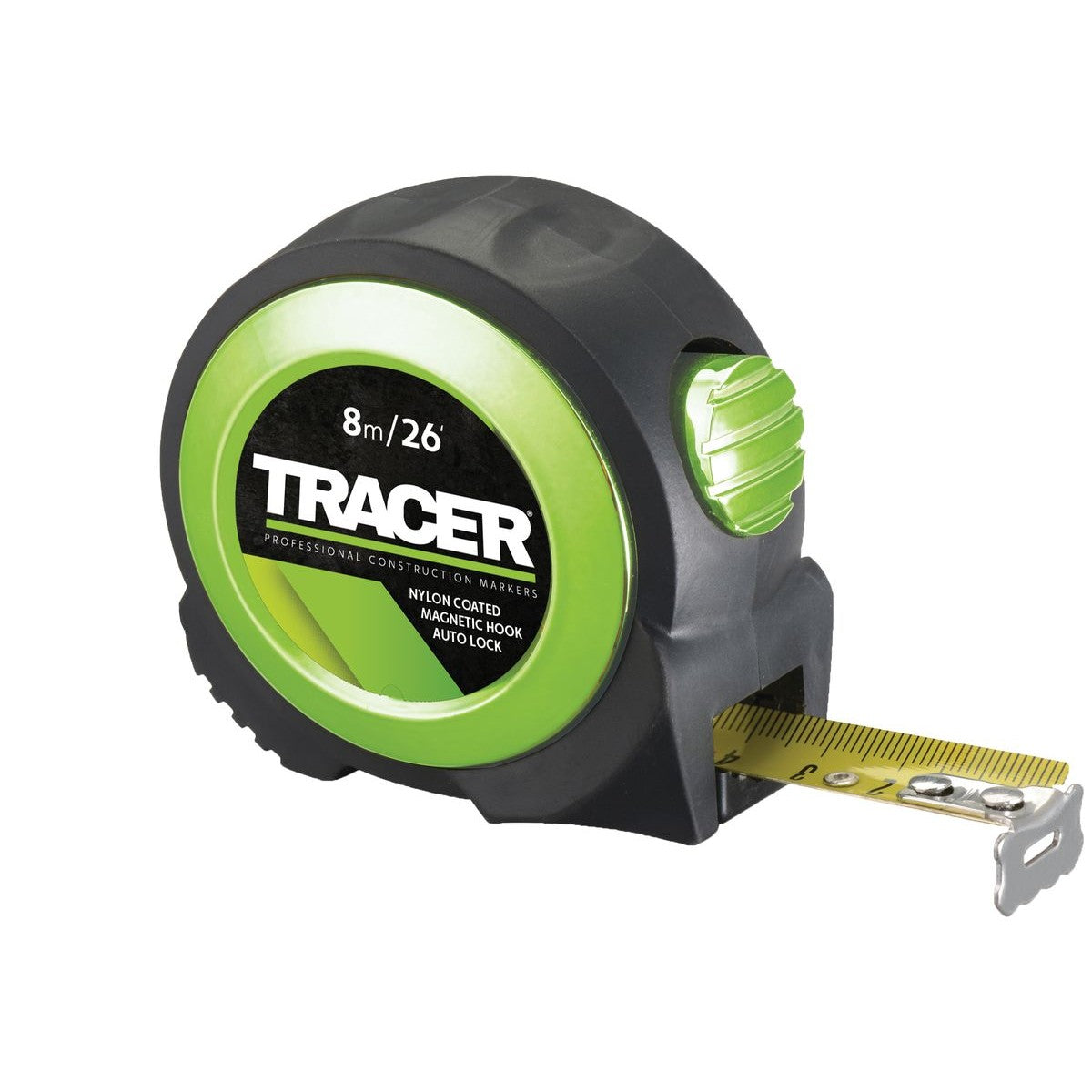 TRACER 8m Auto-lock Tape Measure (Nylon coated + large magnetic hook) ATM8
