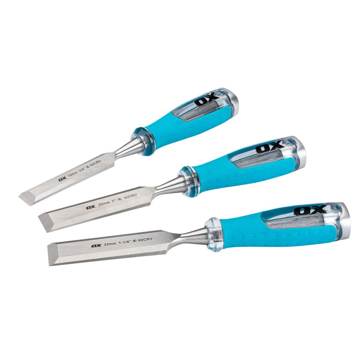 OX 3 Piece Wood Chisel Set in Velcro Case OX-P371203