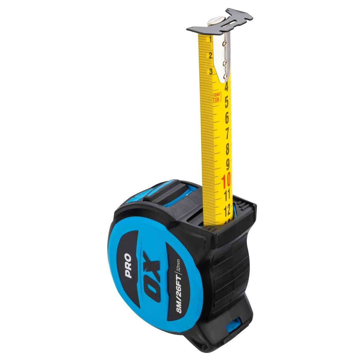 OX 8m/26ft Tuff Blade Tape Measure - Magnetic Dual Hook & 32mm Wide Blade OX-P506408