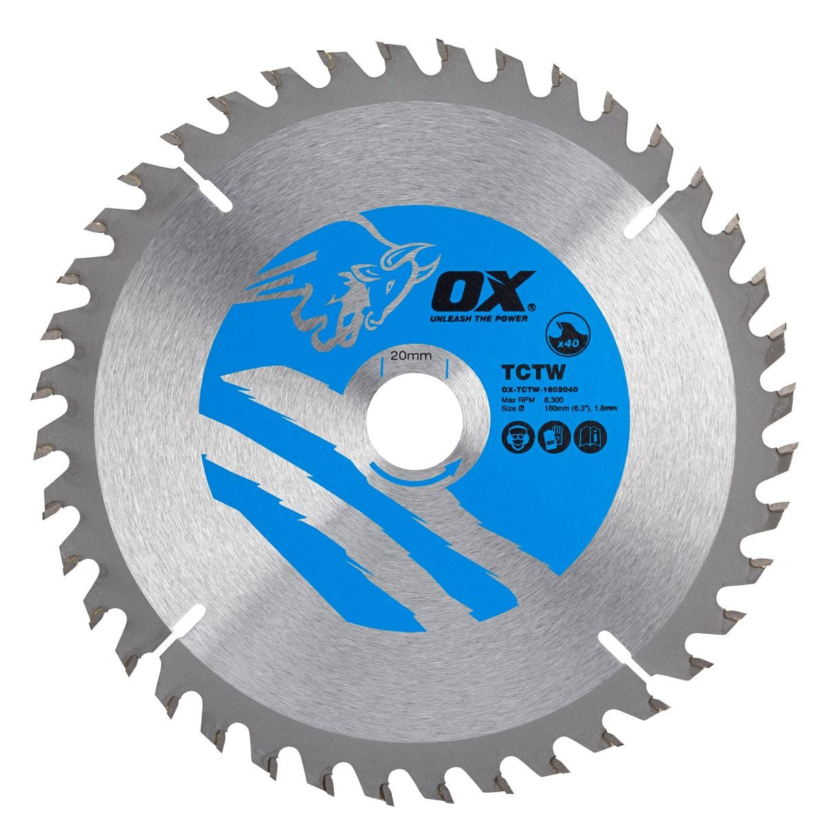 OX Wood Cutting Circular Saw Blade 160/20mm, 40 Teeth ATB OX-TCTW-1602040