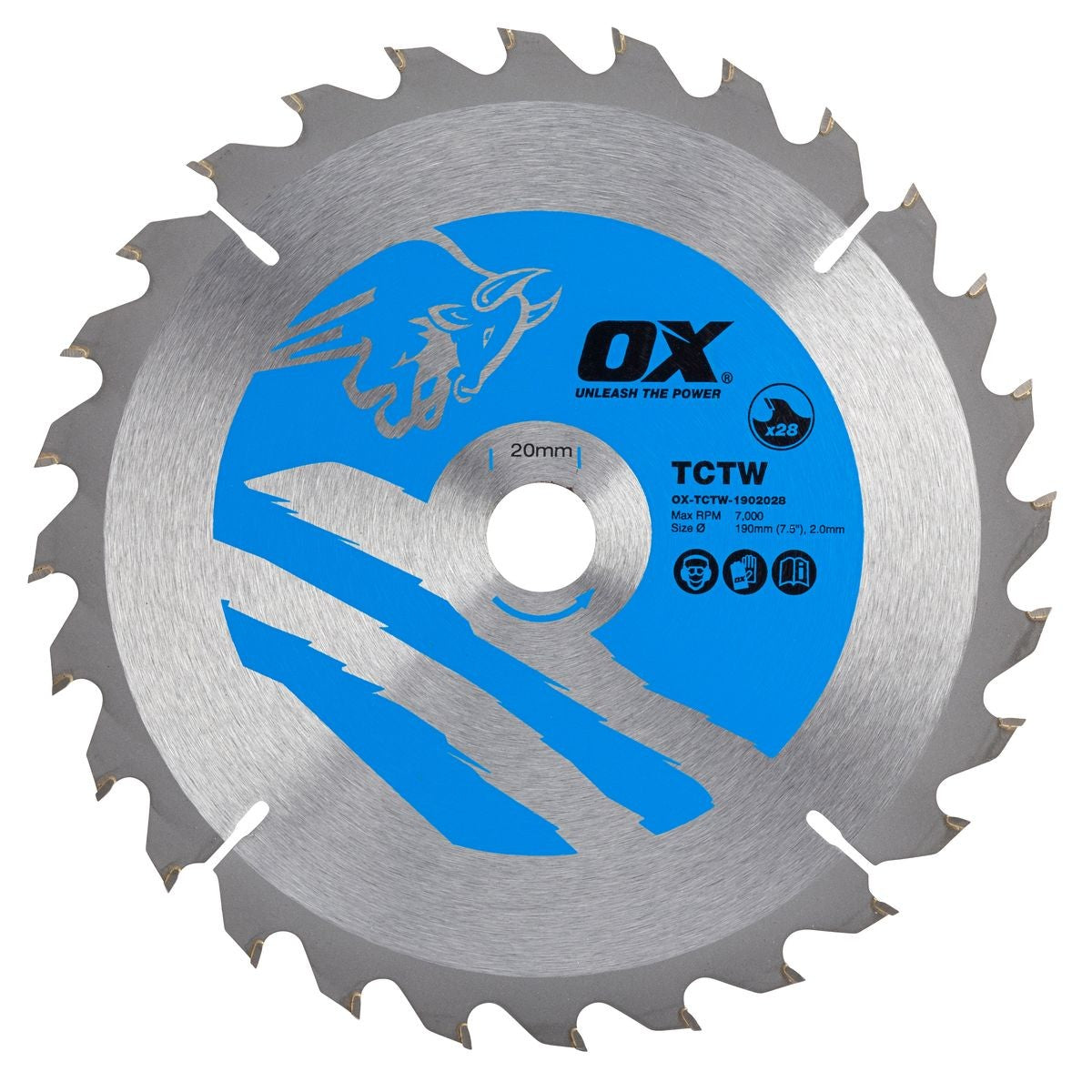 OX Wood Cutting Circular Saw Blade 190/20mm, 28 Teeth ATB OX-TCTW-1902028