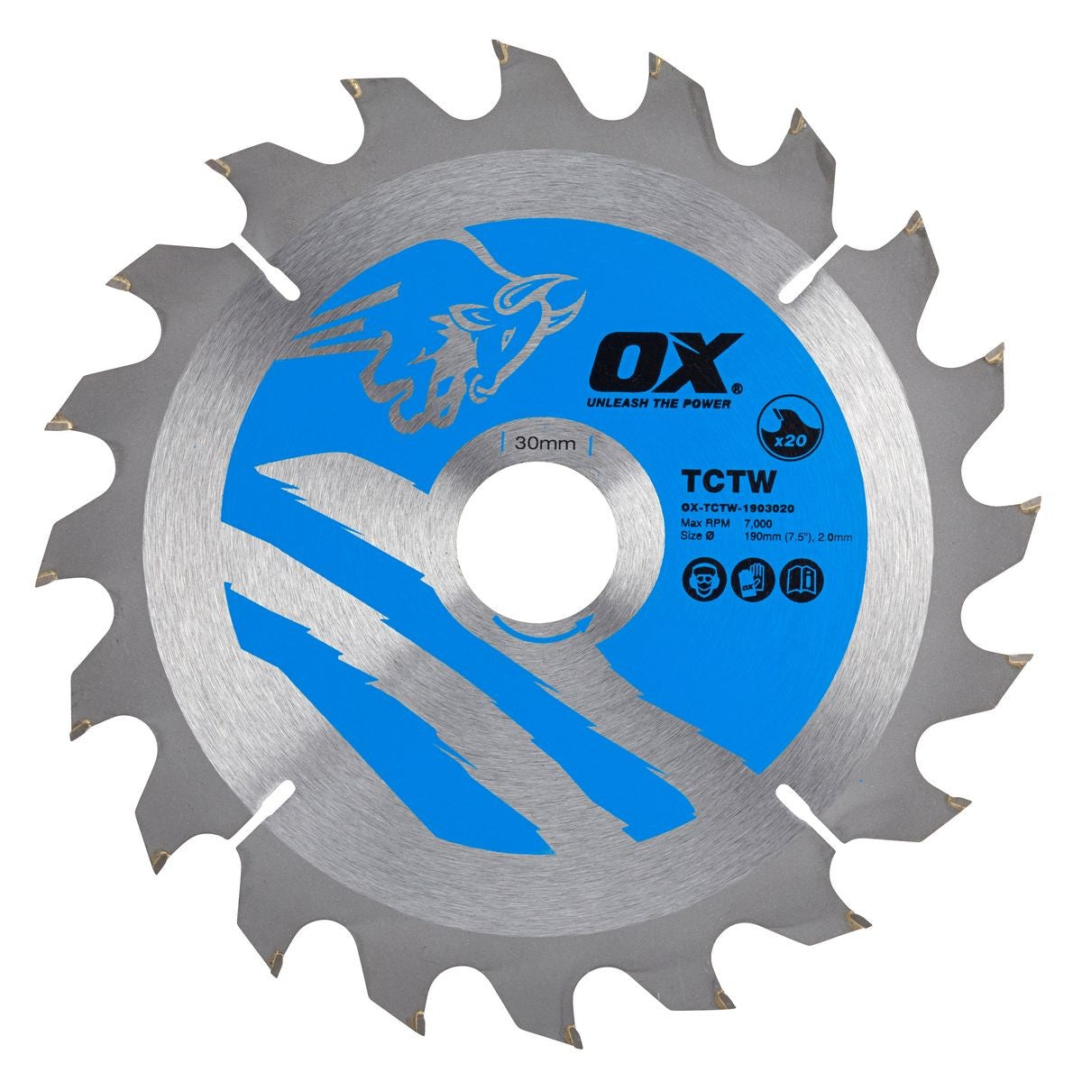 OX Wood Cutting Circular Saw Blade 190/30mm, 20 Teeth ATB OX-TCTW-1903020