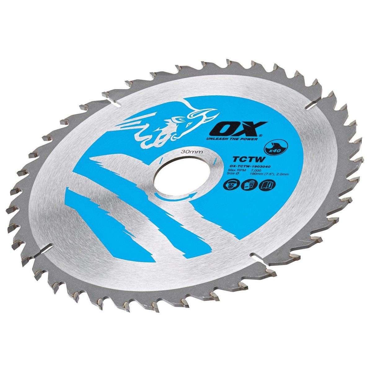 OX Wood Cutting Circular Saw Blade 190/30mm, 40 Teeth ATB OX-TCTW-1903040