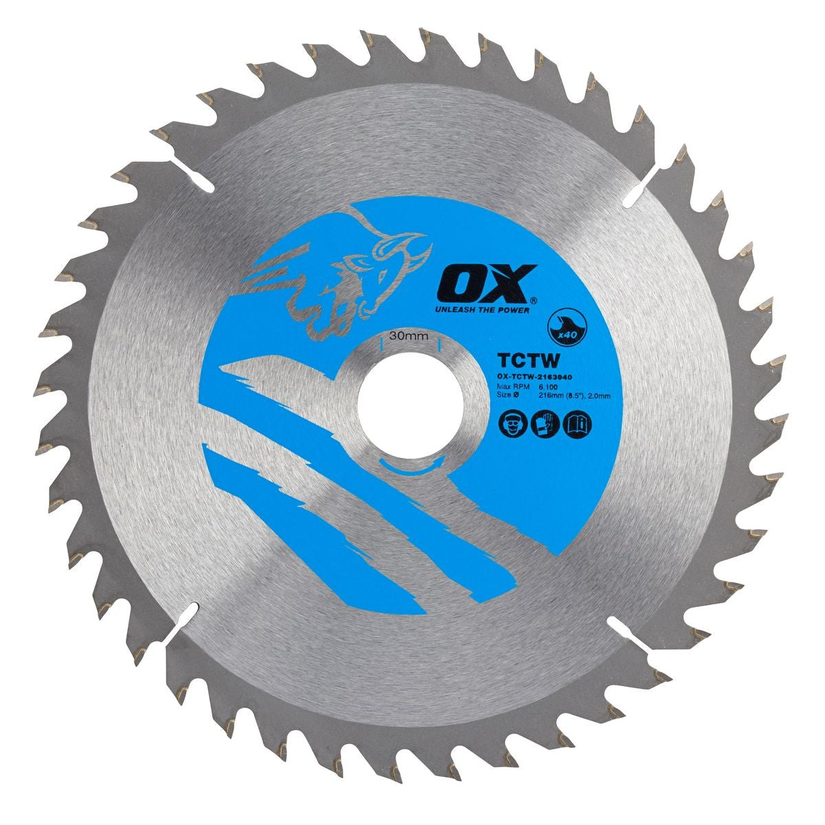 OX Wood Cutting Circular Saw Blade 216/30mm, 40 Teeth ATB OX-TCTW-2163040