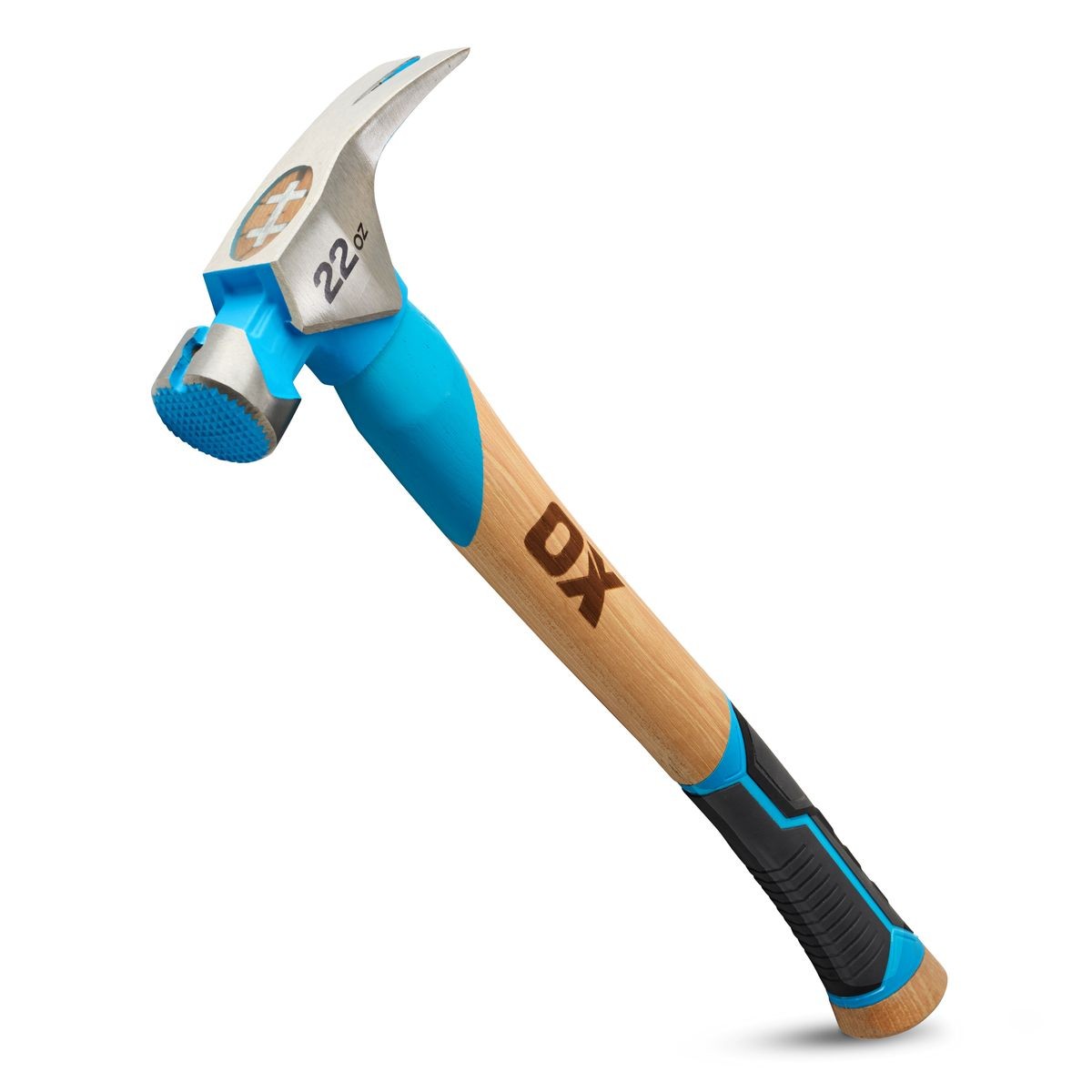 OX Pro 22-Ounce Milled Face Framing Hammer | Straight Hickory Handle w/ TPR Grip OX-P089322