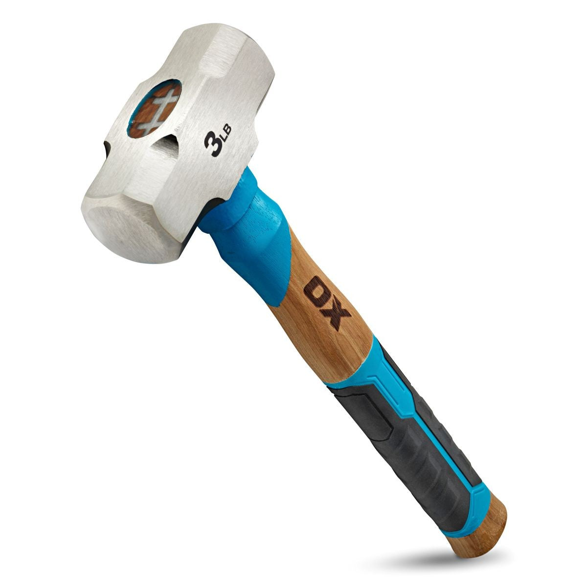 OX Pro 3-Pound Club Hammer | Straight Hickory Handle w/ TPR Grip OX-P089403