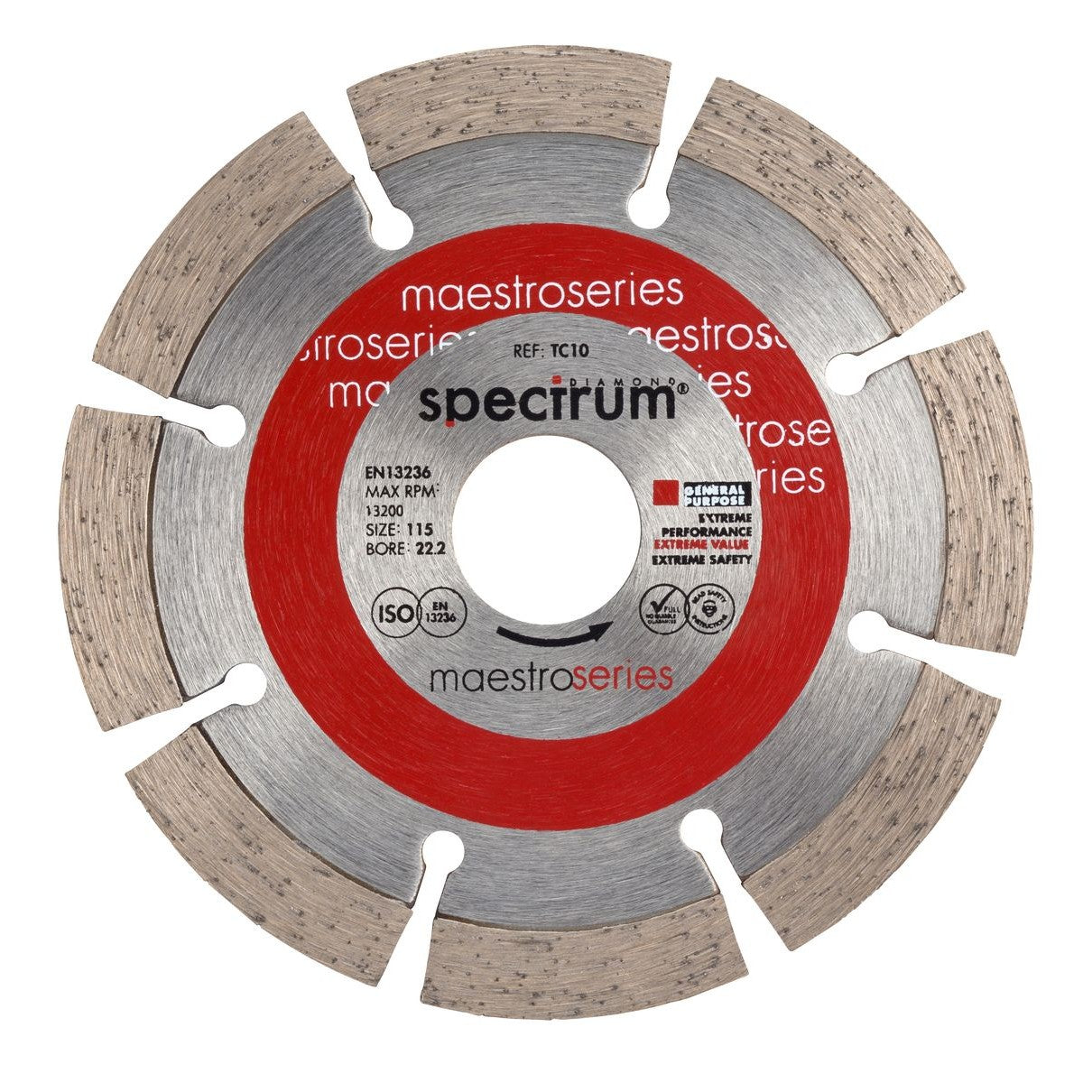 OX Spectrum Maestro 10mm General Purpose Diamond Blade - 115/22.23mm TC10-115/22