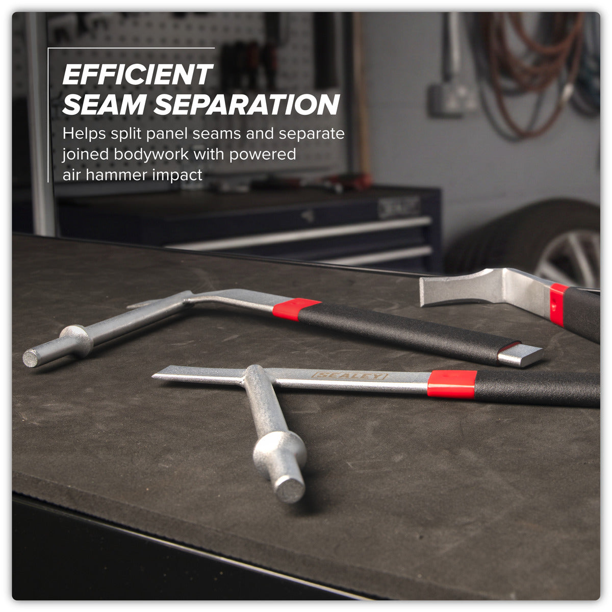 Sealey Air Hammer Panel Seam Splitter Set 3pc AK679
