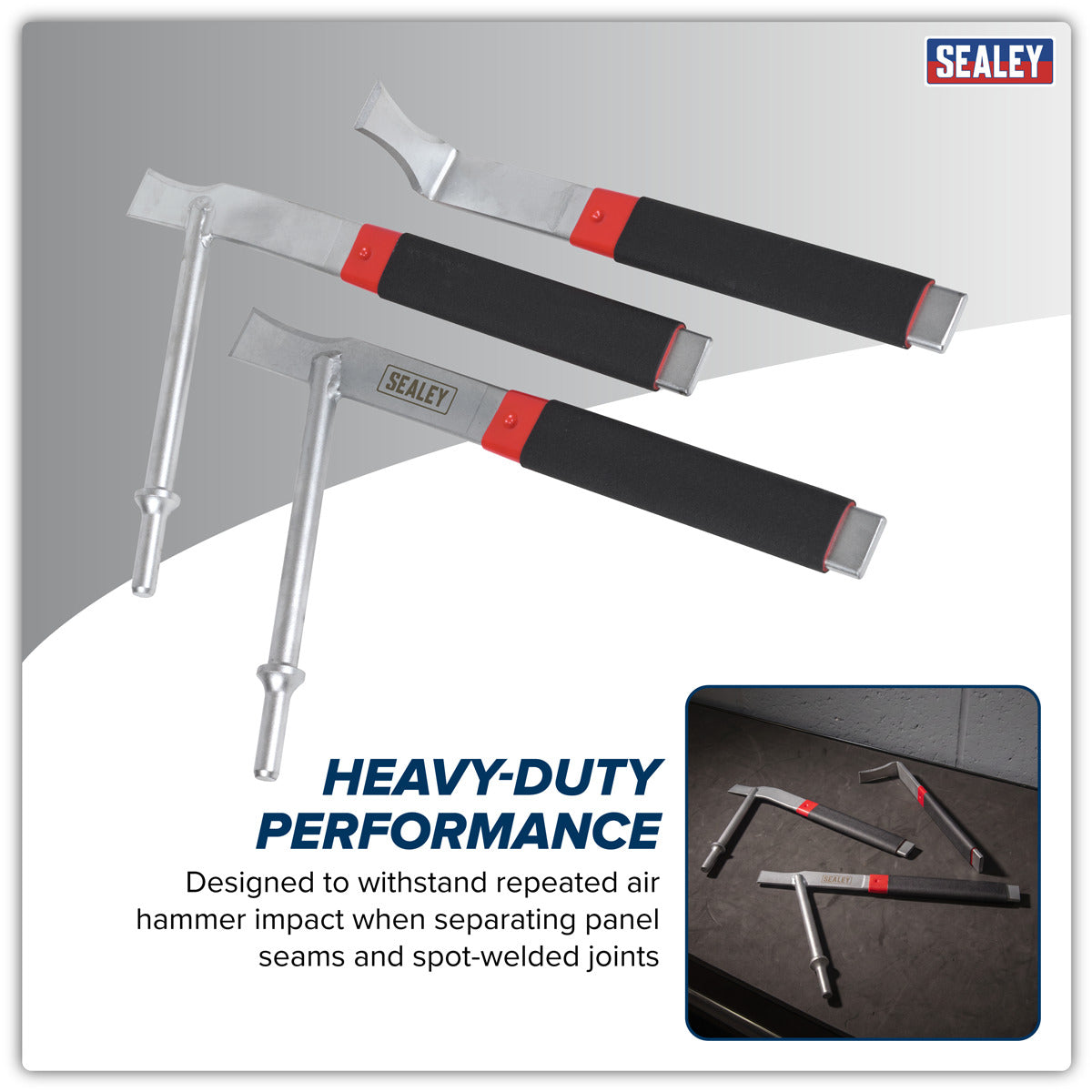 Sealey Air Hammer Panel Seam Splitter Set 3pc AK679