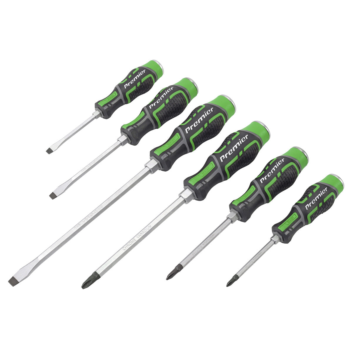 Premier Hammer-Thru Screwdriver Set 6pc - Hi-Vis Green AK4940HV