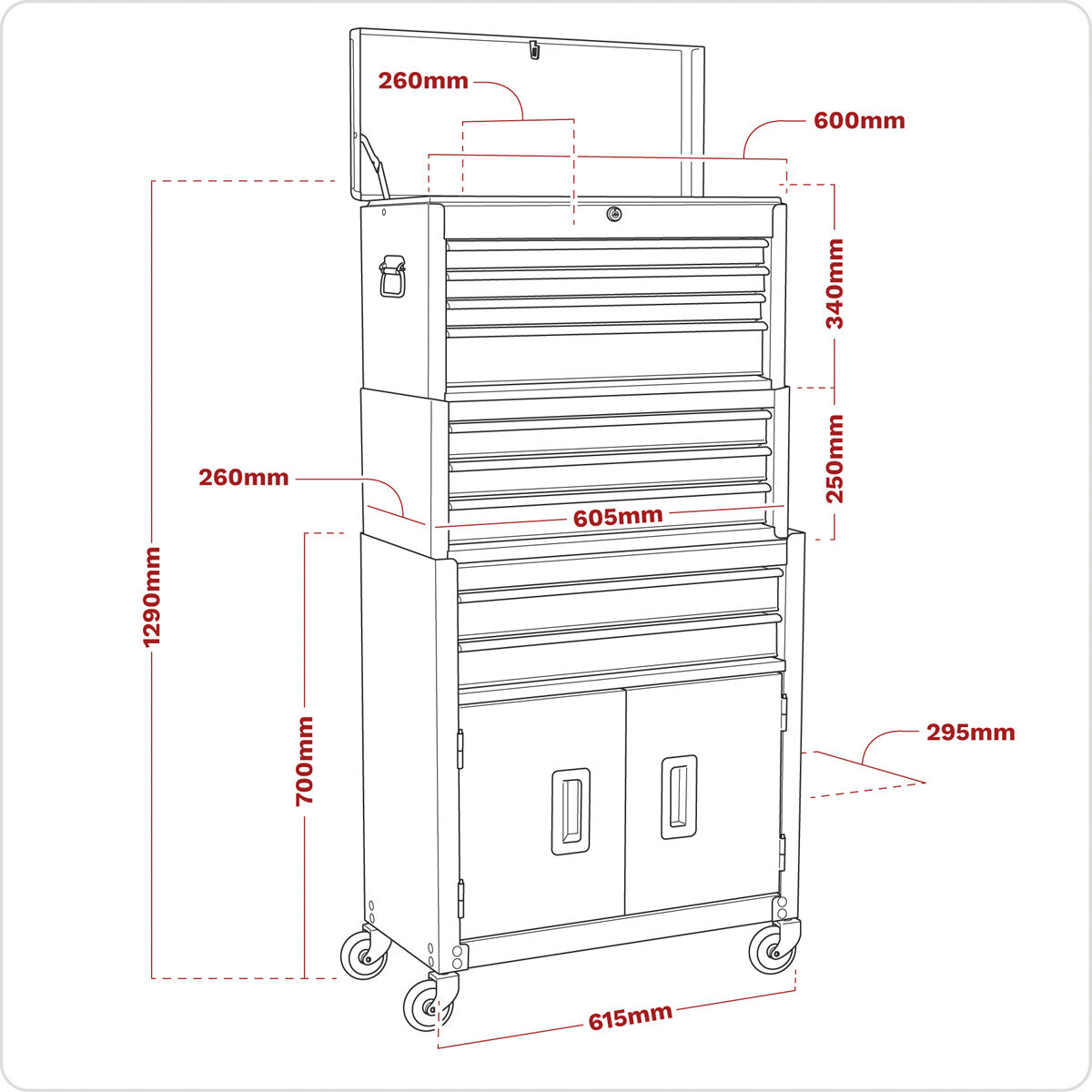 American PRO Topchest, Mid-Box Tool Chest & Rollcab Stack 9 Drawer - Black AP2200BKSTACK