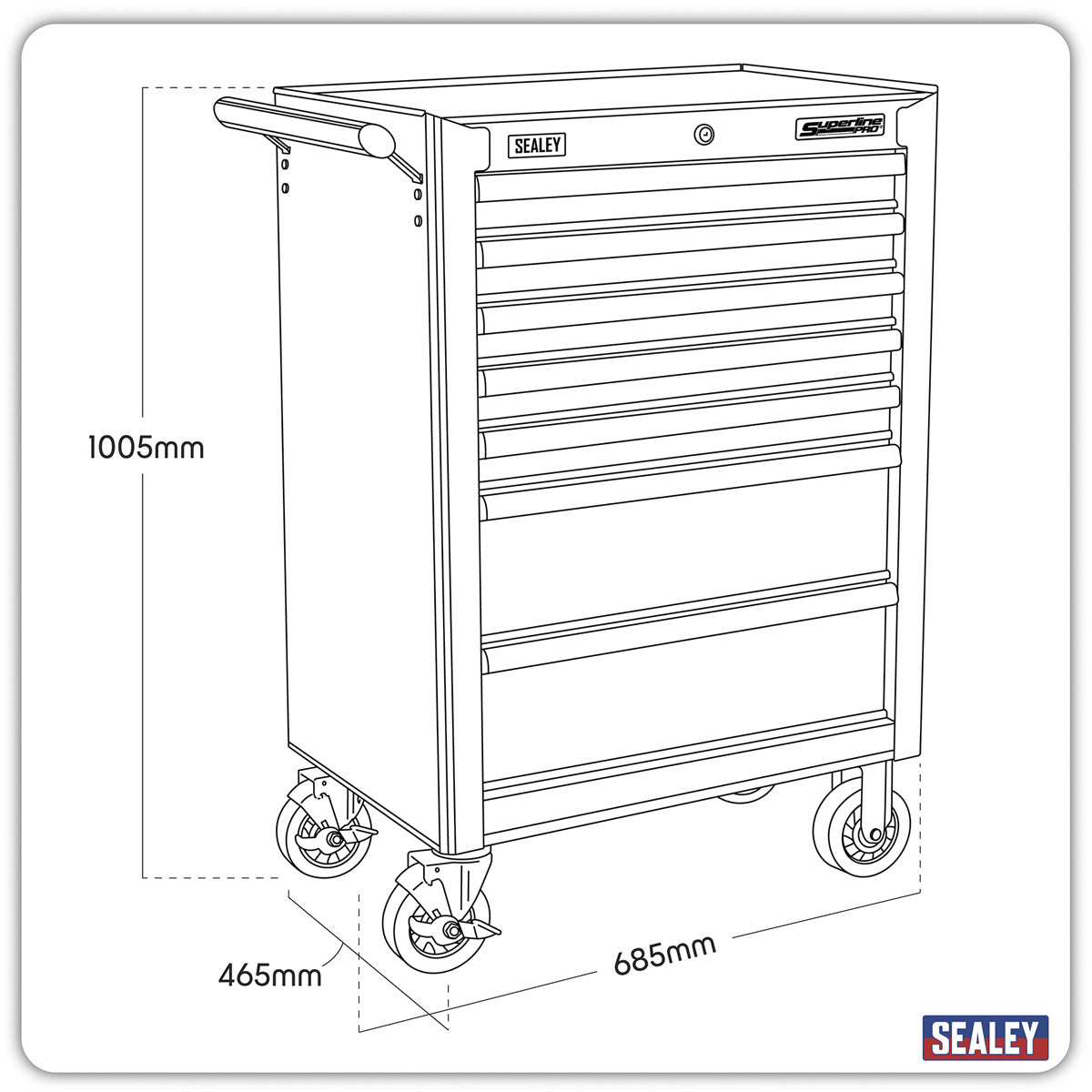 Superline PRO Heavy-Duty Rollcab 7 Drawer - Khaki AP26479TK