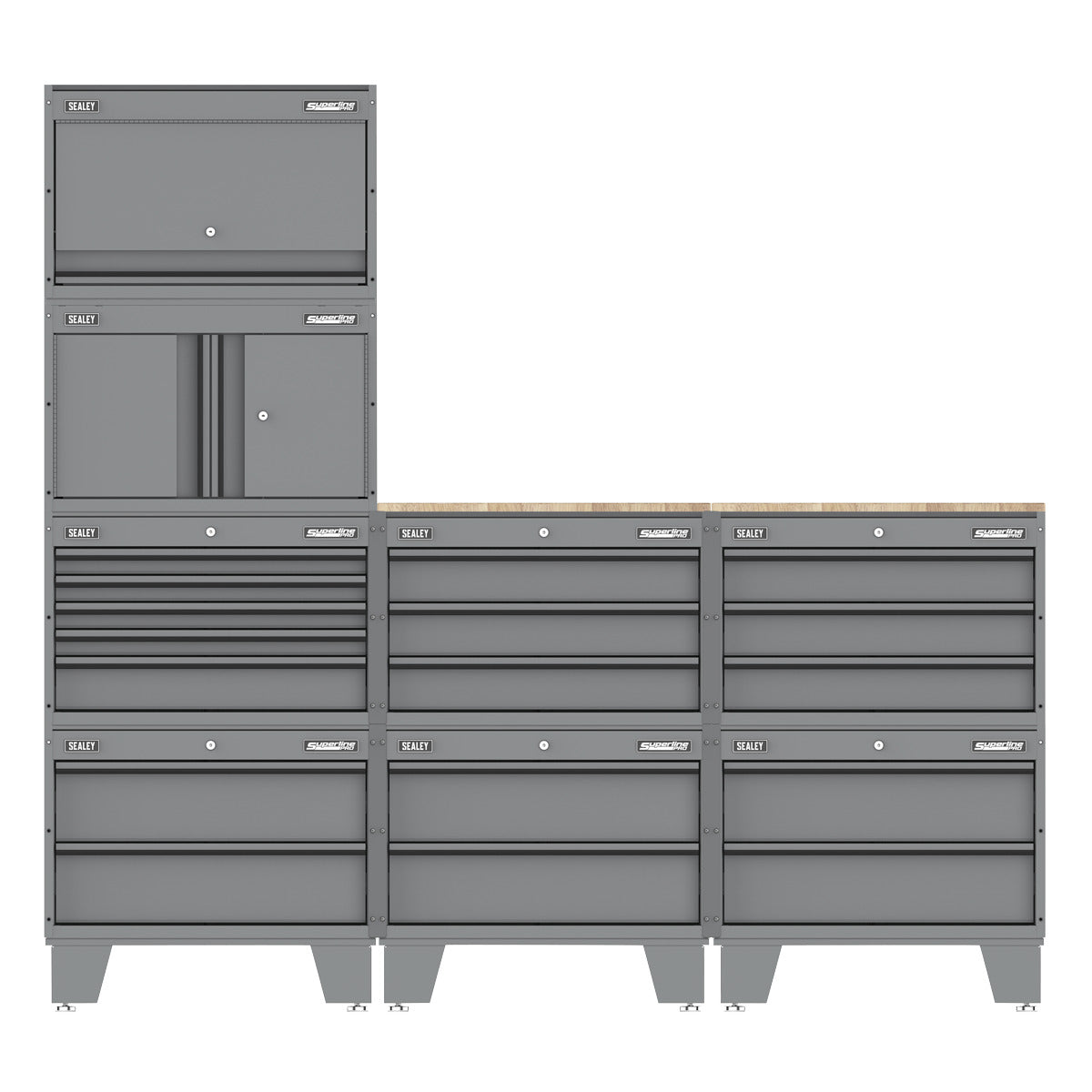 Superline PRO Storage System with Rubber Wood Worktop 2.03m APMSCCOMBO2
