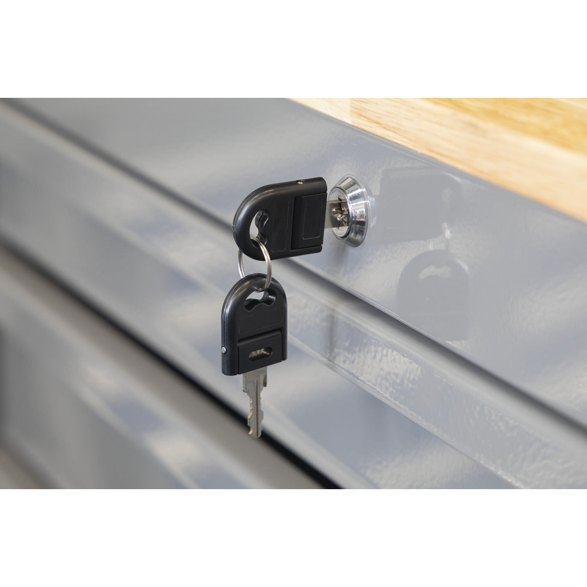 American PRO Mobile Workstation with Wooden Worktop 5 Drawer - Grey APMWS1G