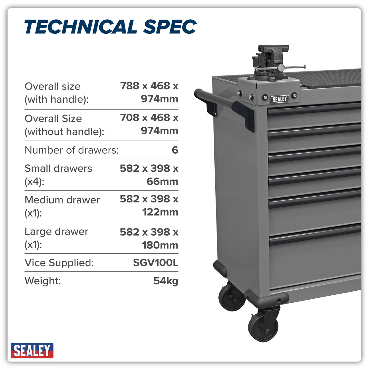 Sealey Superline PRO Rollcab 6 Drawer with SG Swivel Base 100mm Vice APMWS2COMBO