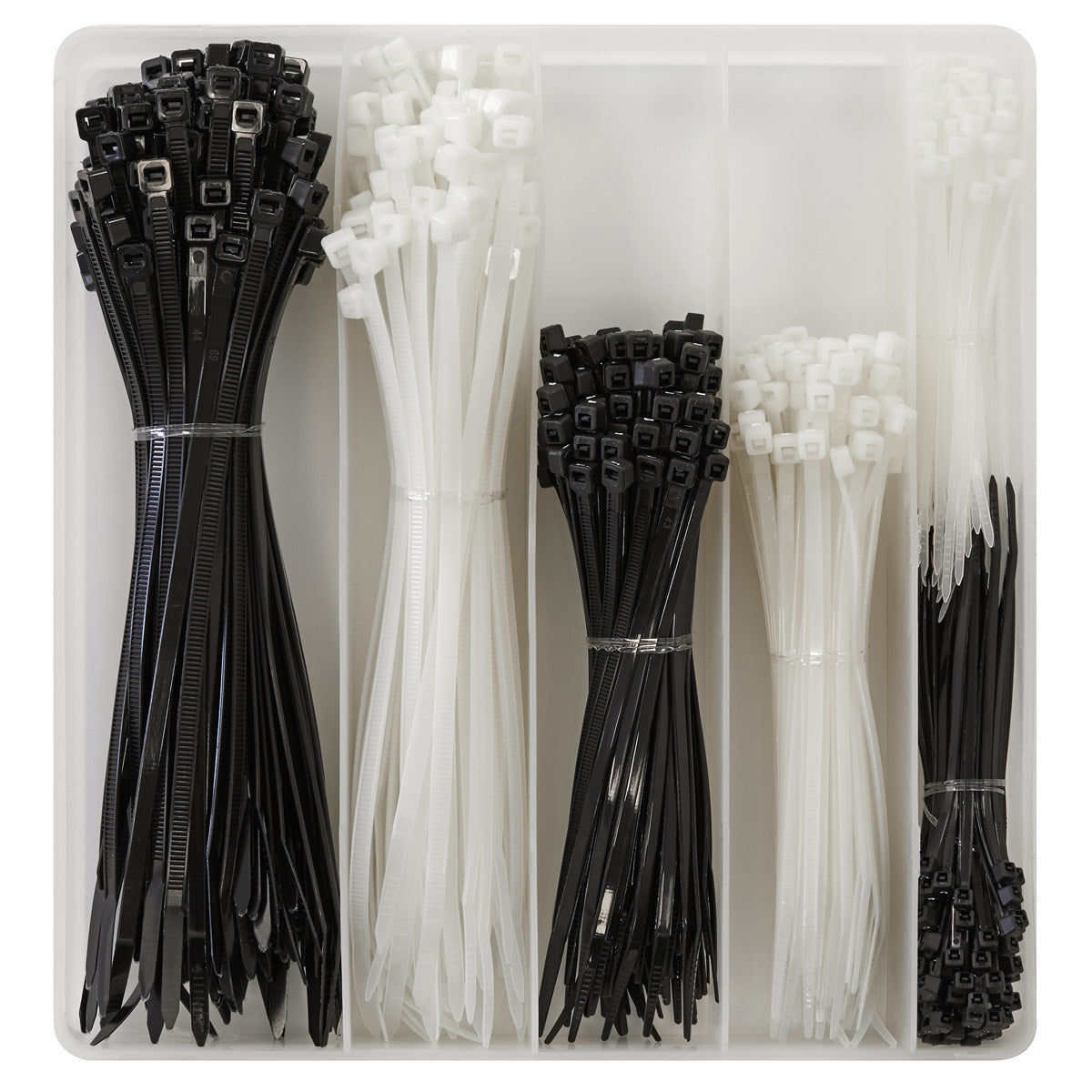 Sealey Cable Tie Assortment, Black/White - Pack of 600 CT600BW