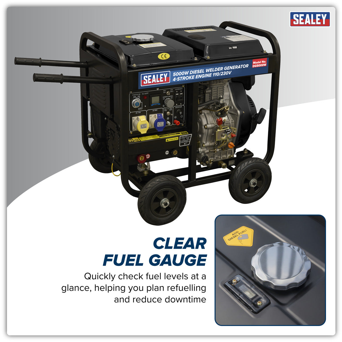 Sealey 5000W Diesel Welder Generator 4-Stroke Engine 110/230V DG5000W